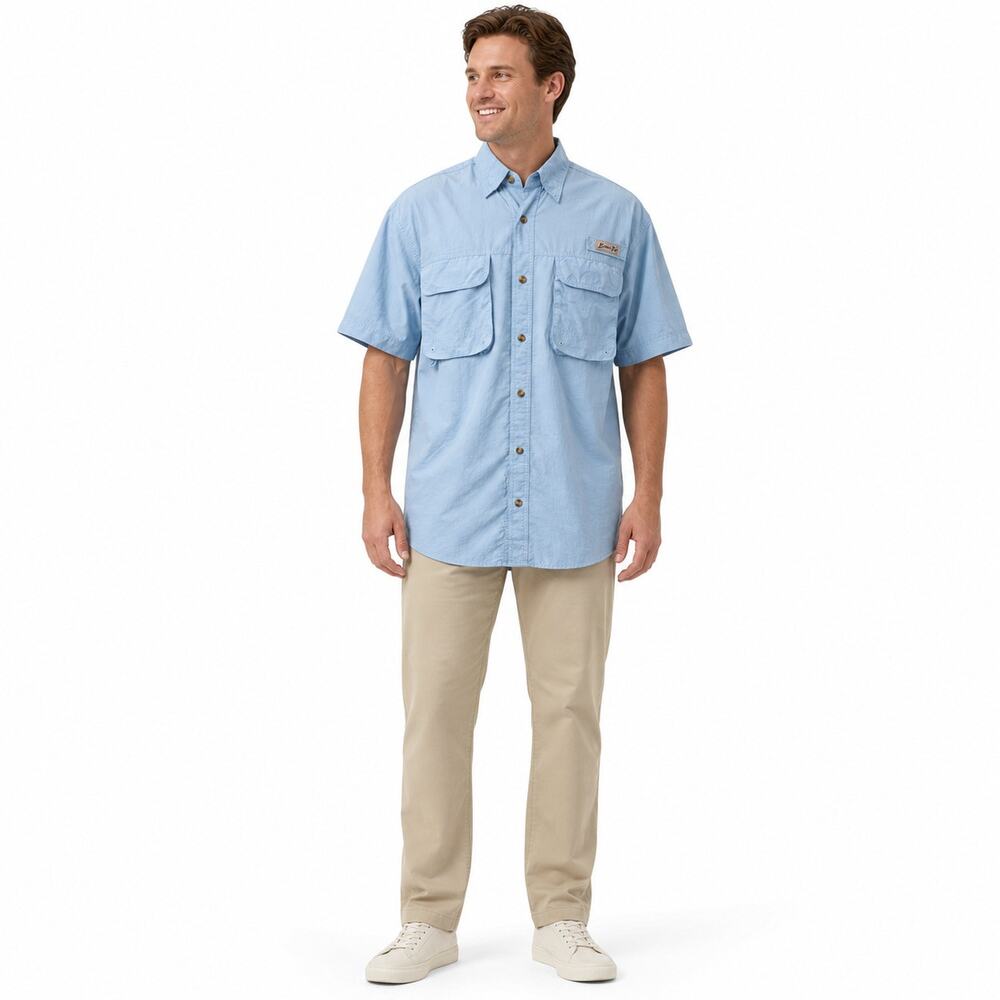 Bimini bay blue size medium Vented Fishing Shirt Mens outdoor EUC